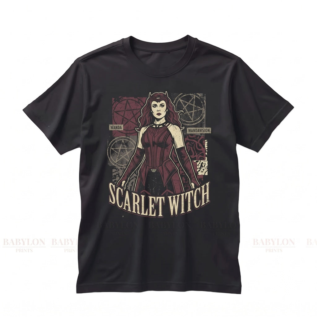 Oversized Scarlet Witch Graphic Vintage Wanda Maximoff Superhero Red Chaos Magic Comic Book Merch Unisex TShirt