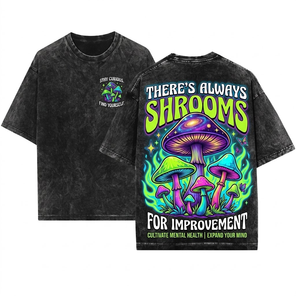 Trippy Magic Mushrooms Psychedelic Acid Shrooms Getting High LSD Spiritual Lover Unisex Wash T-Shirt