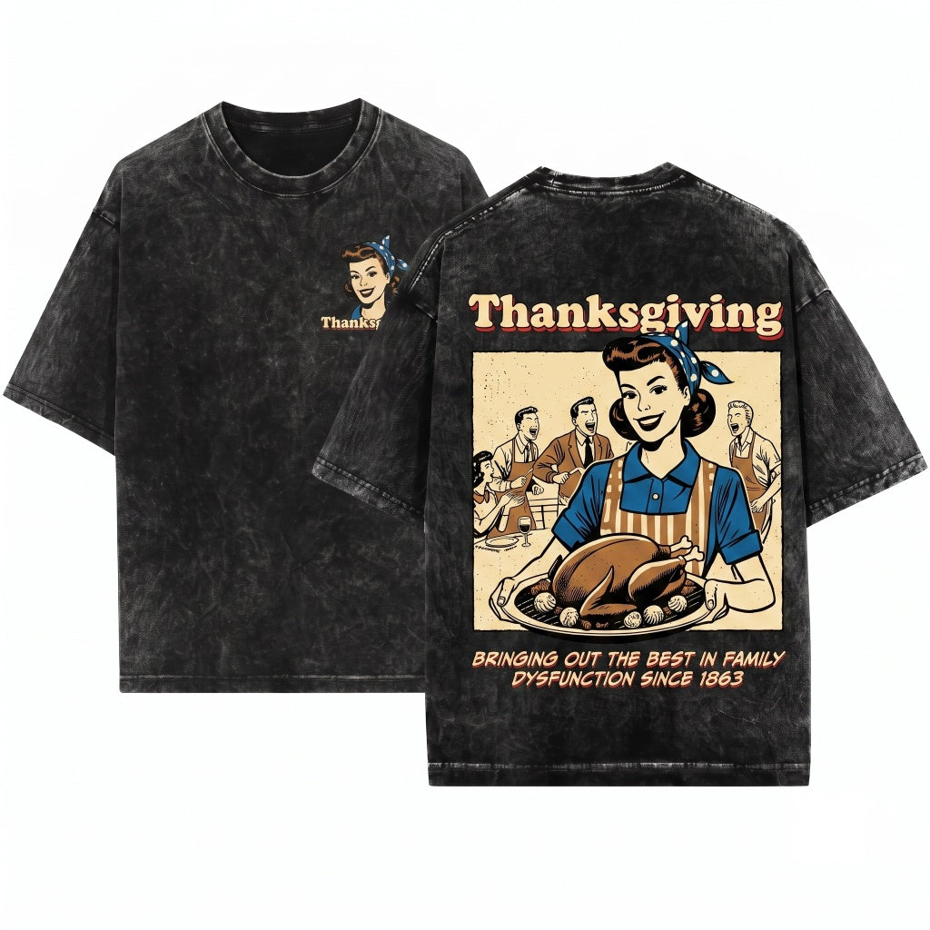 Retro Thanksgiving Fall Holiday Sweater Autumn Gift Womens Unisex Wash T-Shirt