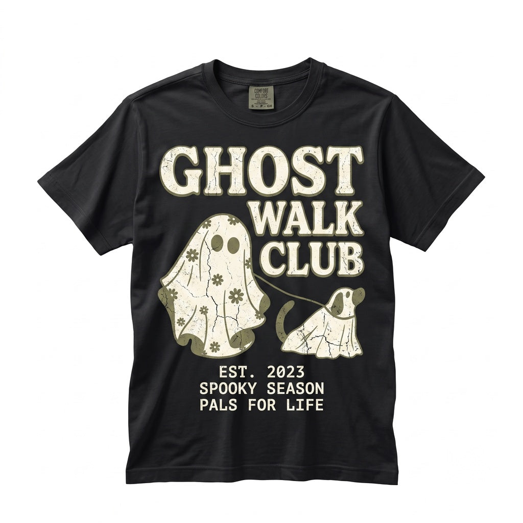 Ghost Walking Dog Halloween Lovers Gift Graphic Fall Apparel Unisex TShirt