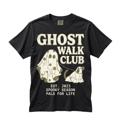 Ghost Walking Dog Halloween Lovers Gift Graphic Fall Apparel Unisex TShirt