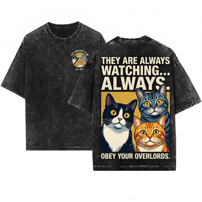 Vintage Whimsical Retro Aesthetic Cute Funny Curious Feline Graphic Lover Gift Unisex Wash T-Shirt