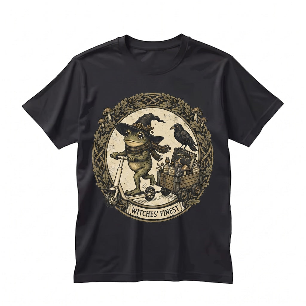 Funny Halloween Frog Off To Cause A Kerfuffle Spooky Ghost Witch Mummy Retro Lover Gift Unisex TShirt