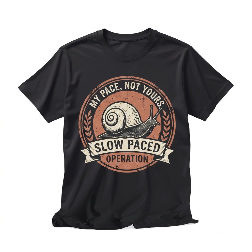 Funny Pace At Which I Operate Is None Of Your Concern Snail Japanese Humor Graphic Print Cotton Vintage Apparel Unisex TShirt