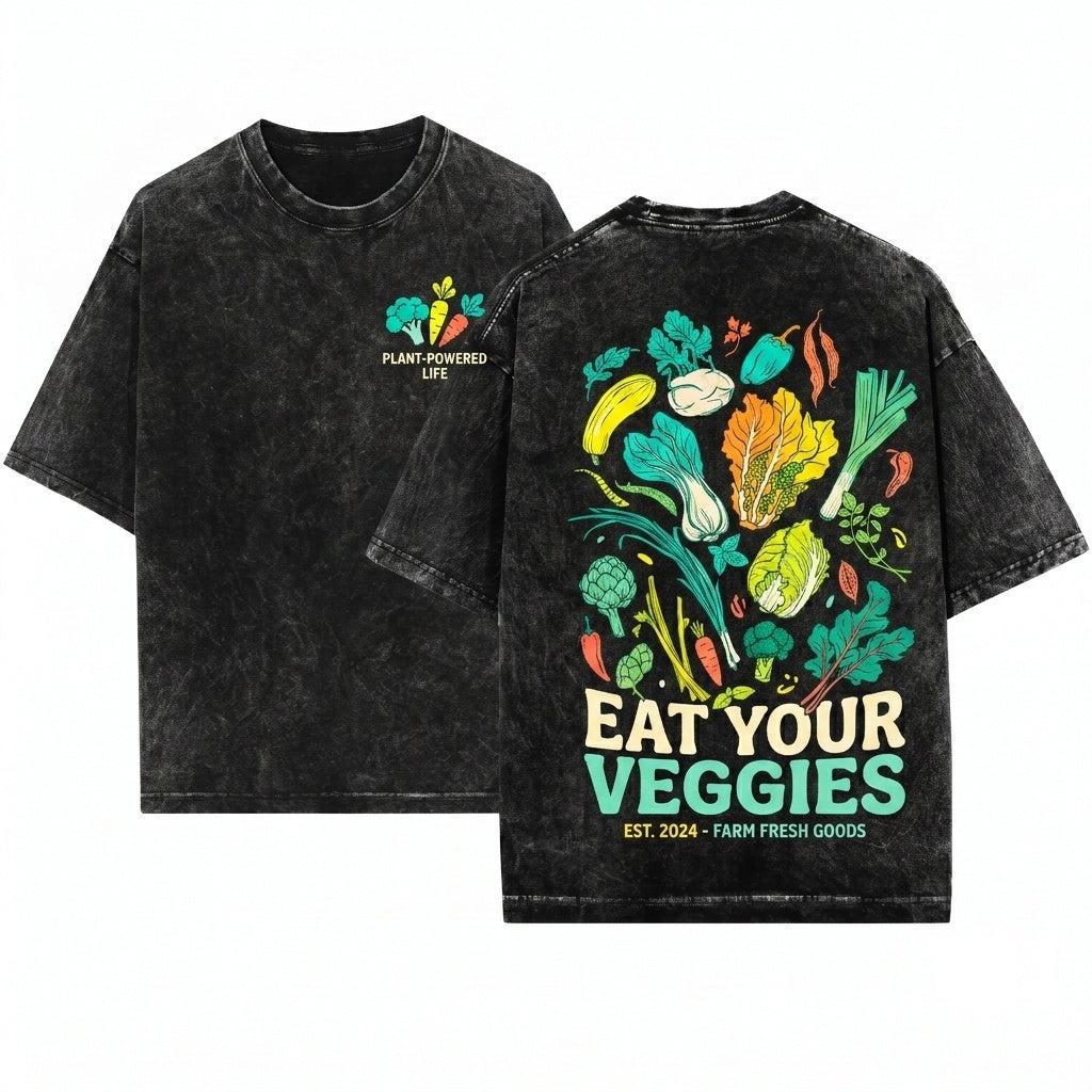 Farmers Market Graphic Vegetable Produce Organic Food Unisex Wash T-Shirt