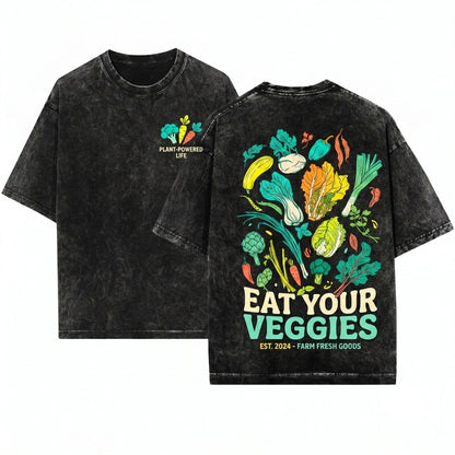Farmers Market Graphic Vegetable Produce Organic Food Unisex Wash T-Shirt