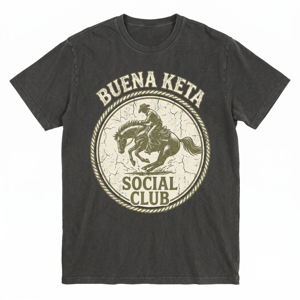 Buena Keta Social Club Retro Techno Rave Festival Electronic Dance Party Funny Graphic Novelty Gift Unisex TShirt