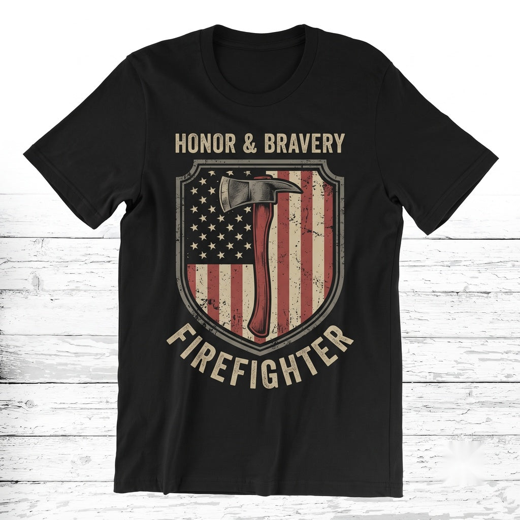 American Flag Firefighter Dad Gift Fire Department Apparel Unisex TShirt