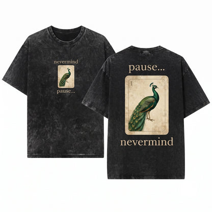 Pause Nevermind Vintage Funny Mahjong Tile Game Graphic Unisex Wash T-Shirt