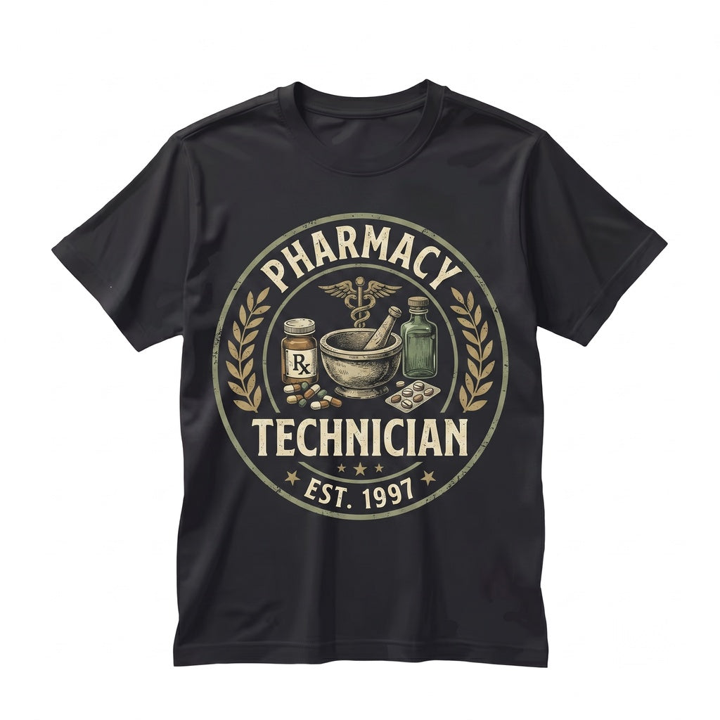 Vintage Apothecary Pharmacy Technician Gift Medical Professional Healthcare Worker Apparel Unisex TShirt