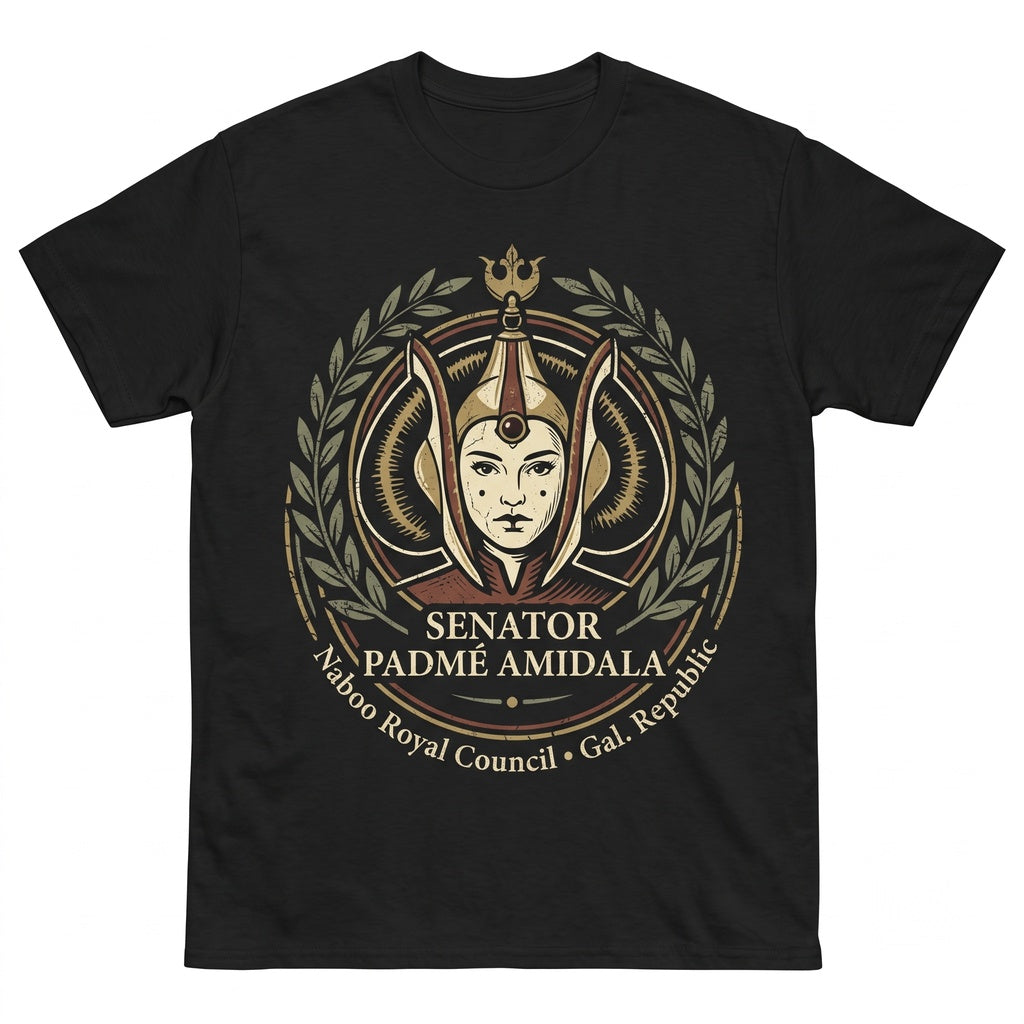 Oversized Padme Amidala Sci-Fi Graphic Front Back Print Galactic Senator Theme Park Vacation Gift Unisex TShirt