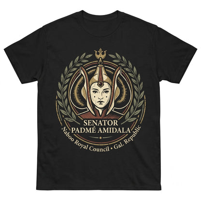 Oversized Padme Amidala Sci-Fi Graphic Front Back Print Galactic Senator Theme Park Vacation Gift Unisex TShirt
