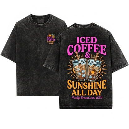 Iced Coffee Sunshine Summer Vibes Lover Gift Unisex Wash T-Shirt