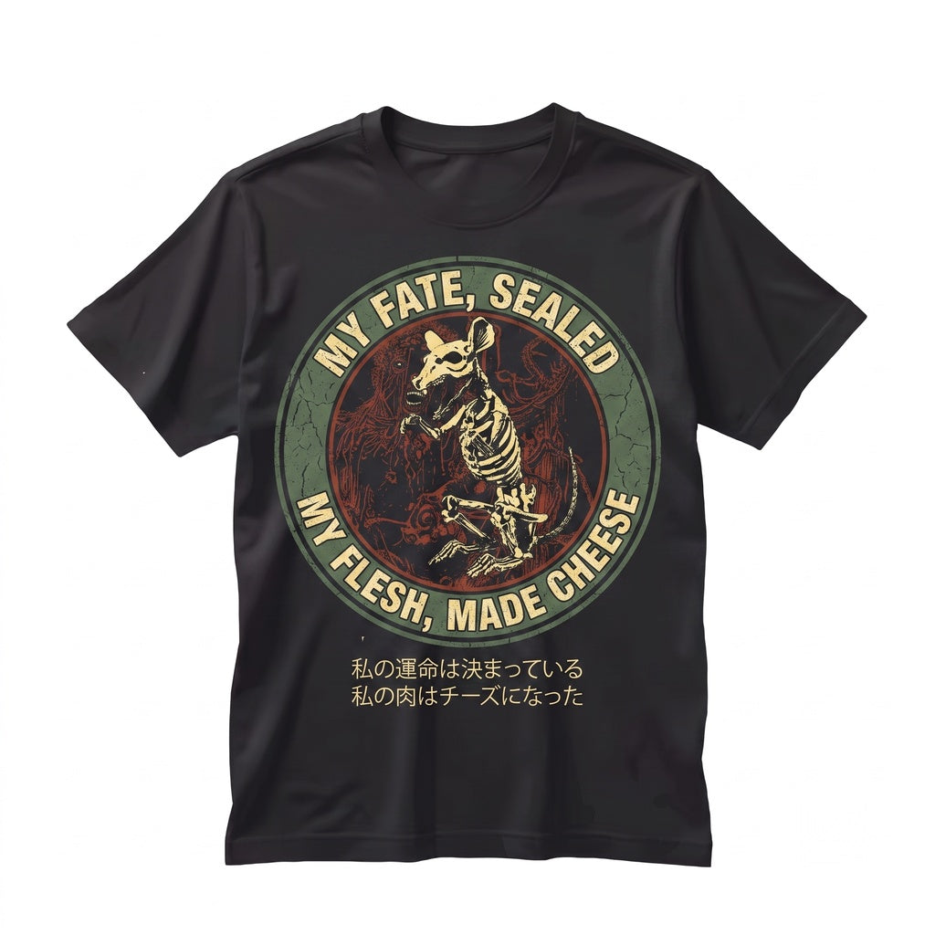 Funny Vintage Japanese Mouse Graphic Humor Graphic Novelty My Flesh Made Cheese Unisex TShirt