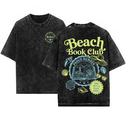 Beach Bookish Club Summer Reading Lover Gift Retro Unisex Wash T-Shirt