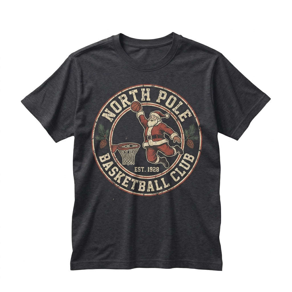Christmas Basketball Santa Claus Holiday Gift Wrap Pattern Athletic Graphic Unisex TShirt