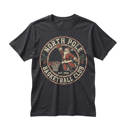 Christmas Basketball Santa Claus Holiday Gift Wrap Pattern Athletic Graphic Unisex TShirt