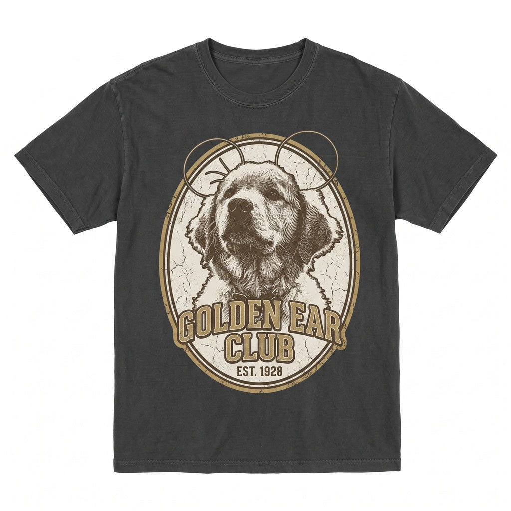 Cute Golden Retriever Puppy Mouse Ears Vacation Travel Graphic Dogs Lover Gift Unisex TShirt