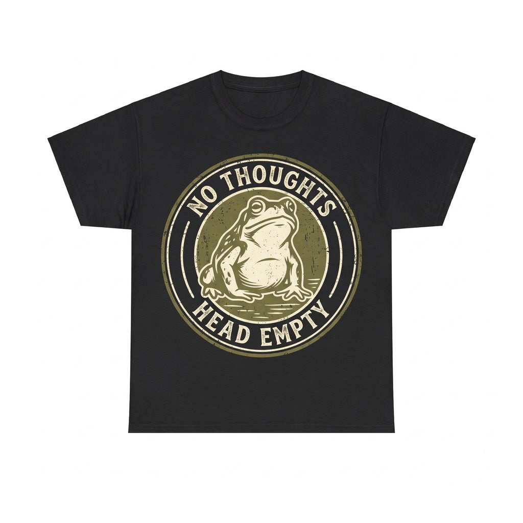 Funny Meme No Thoughts Empty Head Amphibian Graphic Apparel Cotton Short Sleeve Unisex TShirt