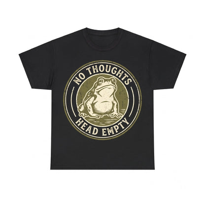 Funny Meme No Thoughts Empty Head Amphibian Graphic Apparel Cotton Short Sleeve Unisex TShirt