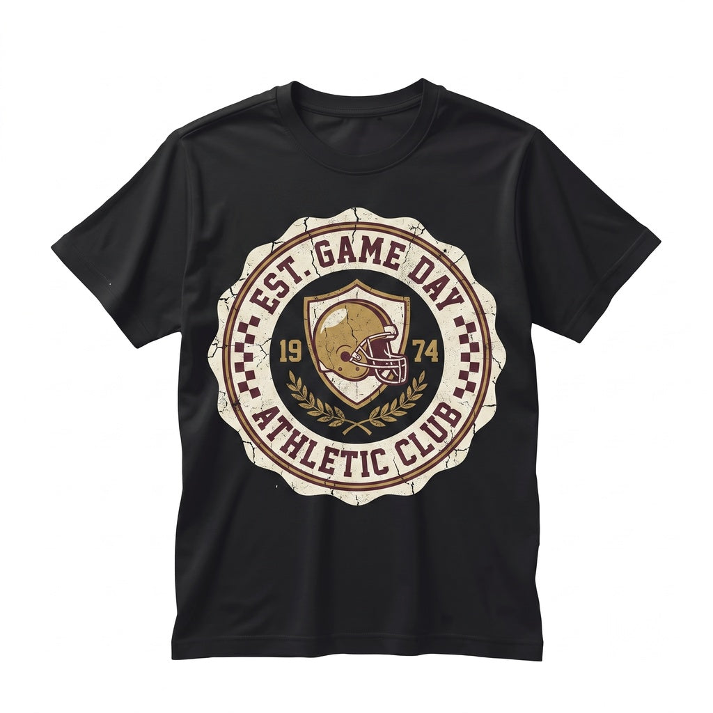 Checkered Retro Game Day Football Baseball Soccer Fan School Sport Unisex TShirt