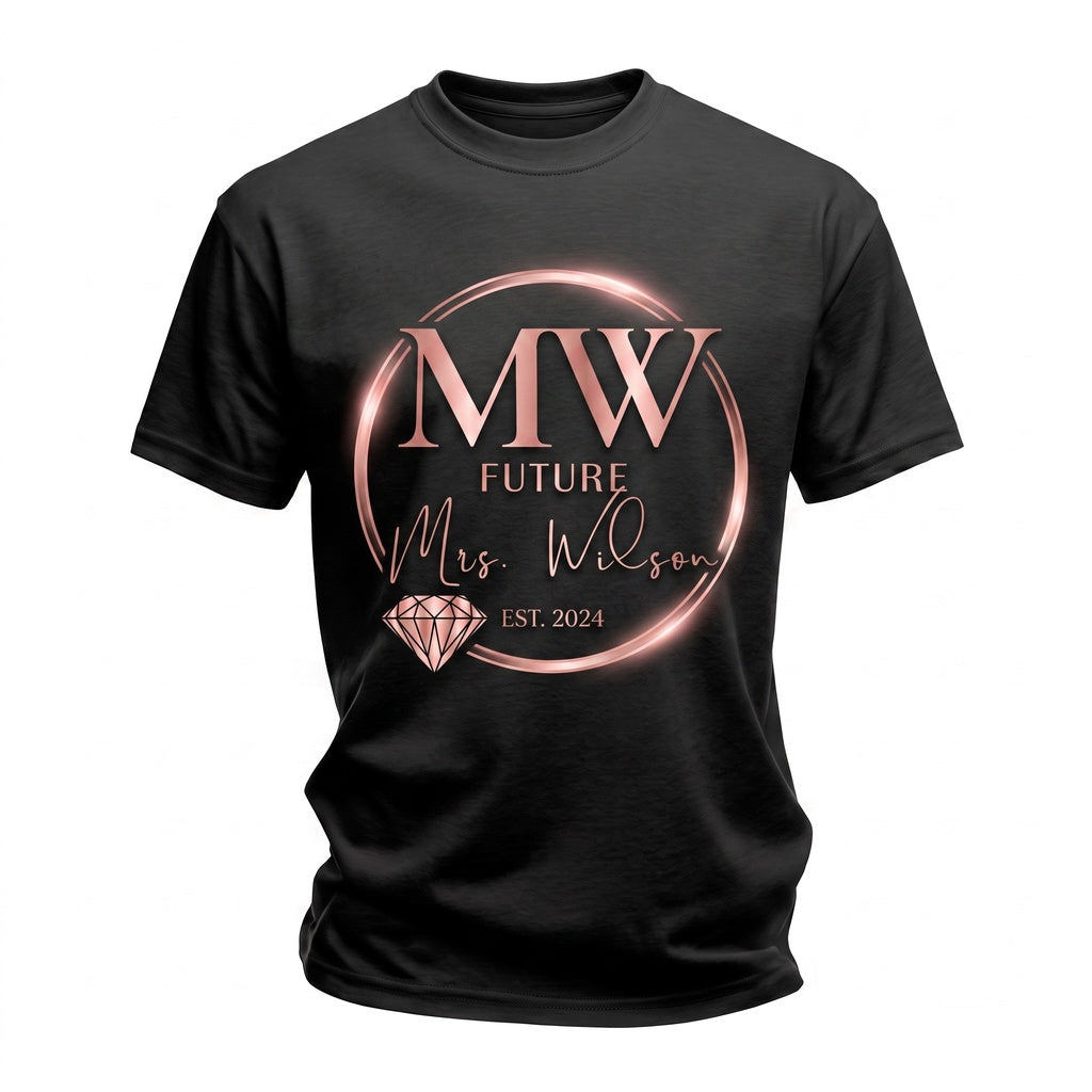 Custom Future Mrs Bridal Engagement Gift Personalized Wedding Apparel Unisex TShirt