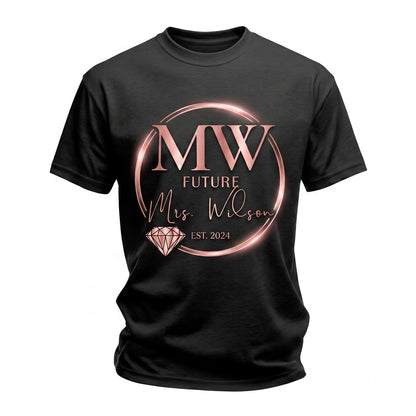 Custom Future Mrs Bridal Engagement Gift Personalized Wedding Apparel Unisex TShirt