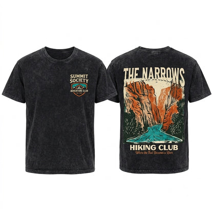 Zion National Park The Narrows Hiking Club Vintage Graphic Unisex Wash T-Shirt