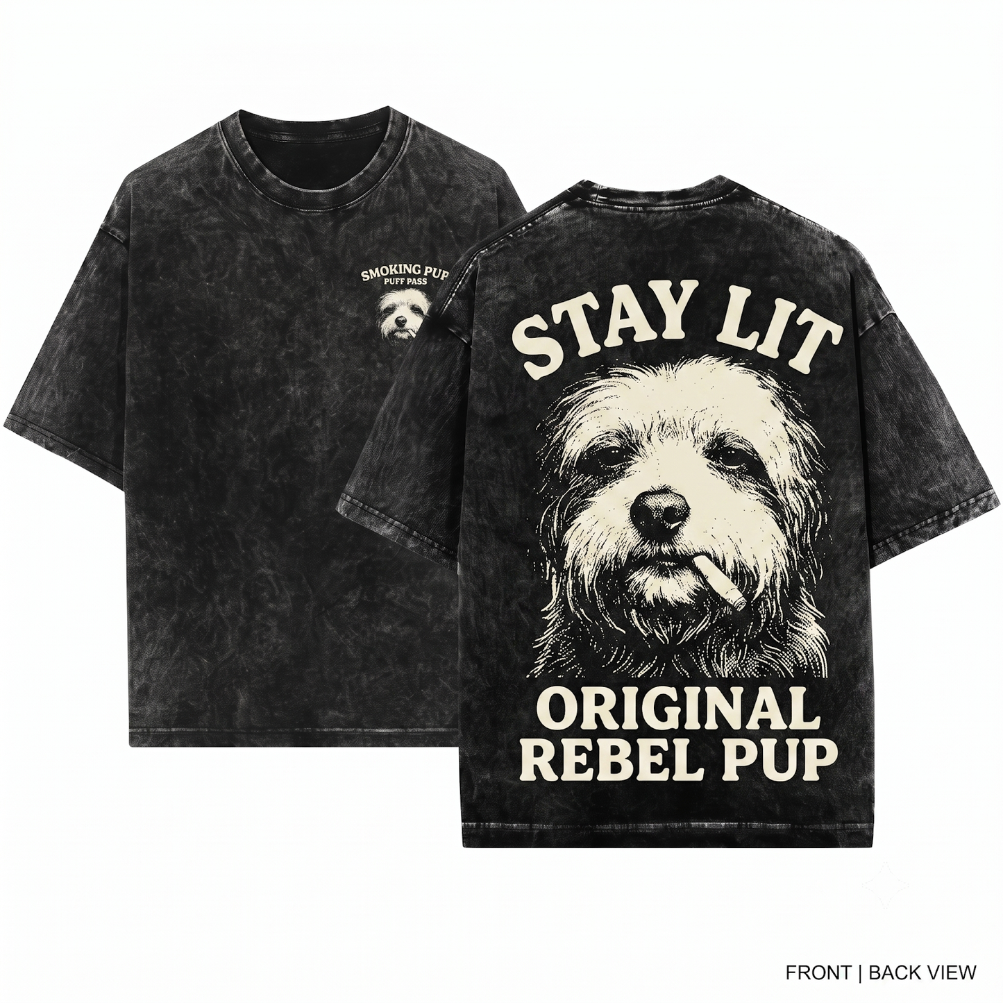 Havanese Dog Vintage Graphic Tee Retro 90s Style Edgy Smoking Pet Meme Shirt Funny Gift for Dog Mom Dad Unisex Heavyweight Garment-Dyed T-Shirt