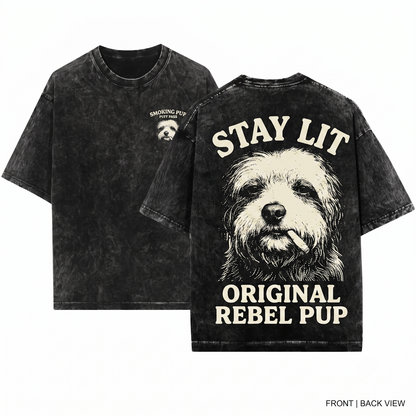 Havanese Dog Vintage Graphic Tee Retro 90s Style Edgy Smoking Pet Meme Shirt Funny Gift for Dog Mom Dad Unisex Heavyweight Garment-Dyed T-Shirt