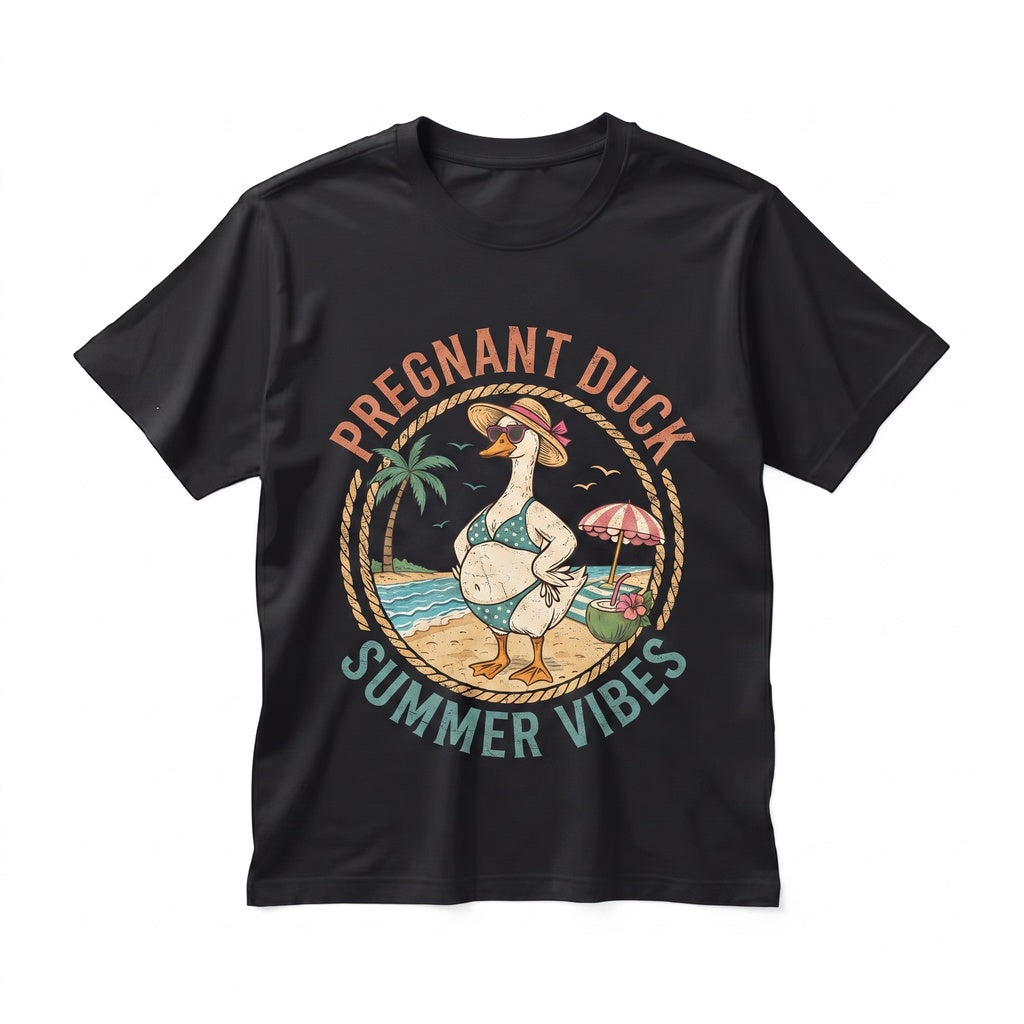 Pregnant Summer Goose Graphic Announcement Cute Party Gift Unisex TShirt