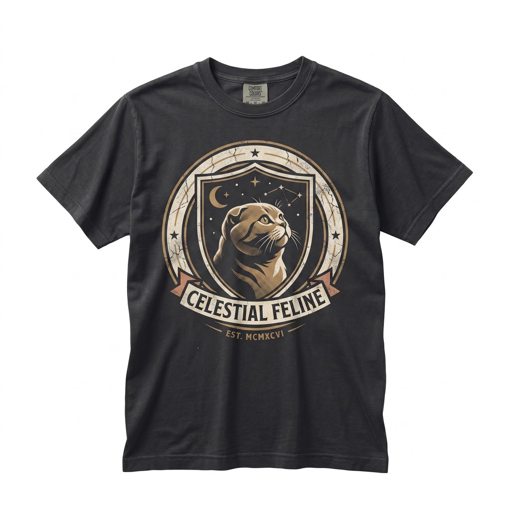 Scottish Fold Cat Howling at Full Moon Vintage 90s Retro Feline Graphic Pet Mom Gift Unisex TShirt