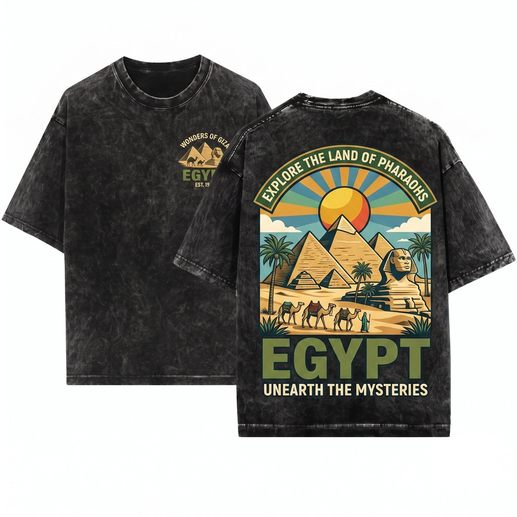Africa Ancient Egyptian Pyramids History Archaeology Travel Culture Gift Graphic Tee Unisex Wash T-Shirt