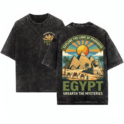 Africa Ancient Egyptian Pyramids History Archaeology Travel Culture Gift Graphic Tee Unisex Wash T-Shirt