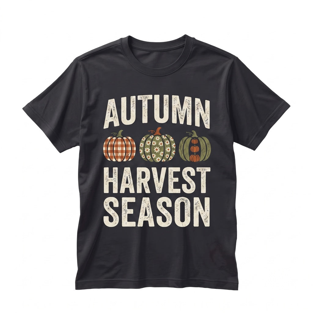 Faux Patchwork Checkered Pumpkin Graphic Fall Autumn Thanksgiving Womens Cute Cozy Crewneck Unisex TShirt