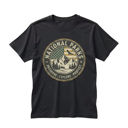 Vintage American National Parks Nature Map Graphic Print Outdoor Unisex TShirt
