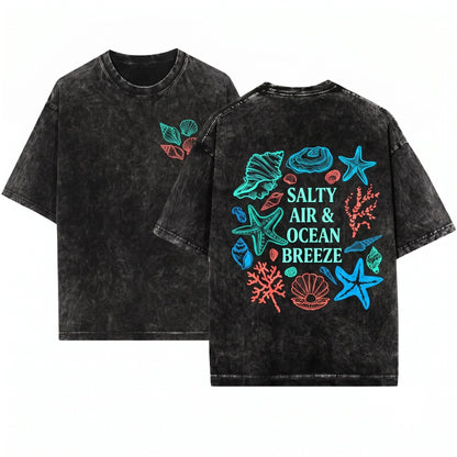 Cute Women Seashell Ocean Beach Summer Vacation Travel Gift Unisex Wash T-Shirt