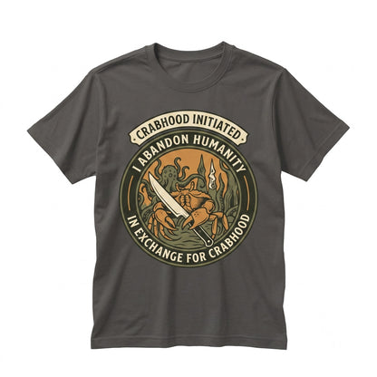 I Abandon My Humanity Funny Vintage Japanese Anime Crab Graphic Navy Blue Unisex TShirt