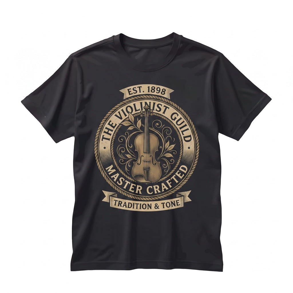Violin Classical Orchestra Instrument Faux Gold Leaves Graphic Musician Unisex TShirt