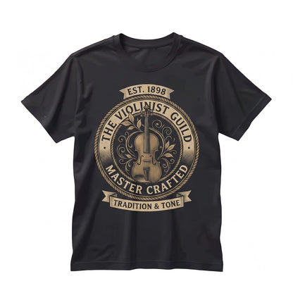 Violin Classical Orchestra Instrument Faux Gold Leaves Graphic Musician Unisex TShirt