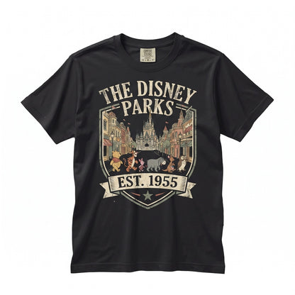 Vintage Classic Honey Bear Friends Walking Retro Theme Park Main Street Family Vacation Graphic Gift Unisex TShirt