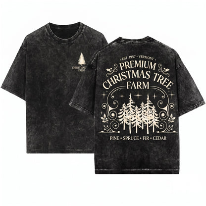 Christmas Tree Farm Relaxed Oversized Vintage Cozy Winter Sweater Crewneck Unisex Wash T-Shirt