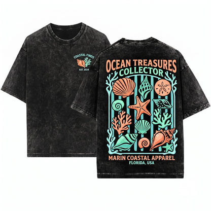 Seashell Graphic Coastal Summer Women Unisex Wash T-Shirt