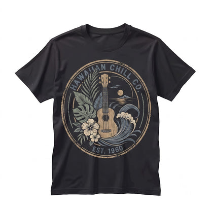Ukulele Hawaiian Tropical Sunset Beach Wave Island Musician Gift Aloha Summer Vacation Graphic Unisex TShirt