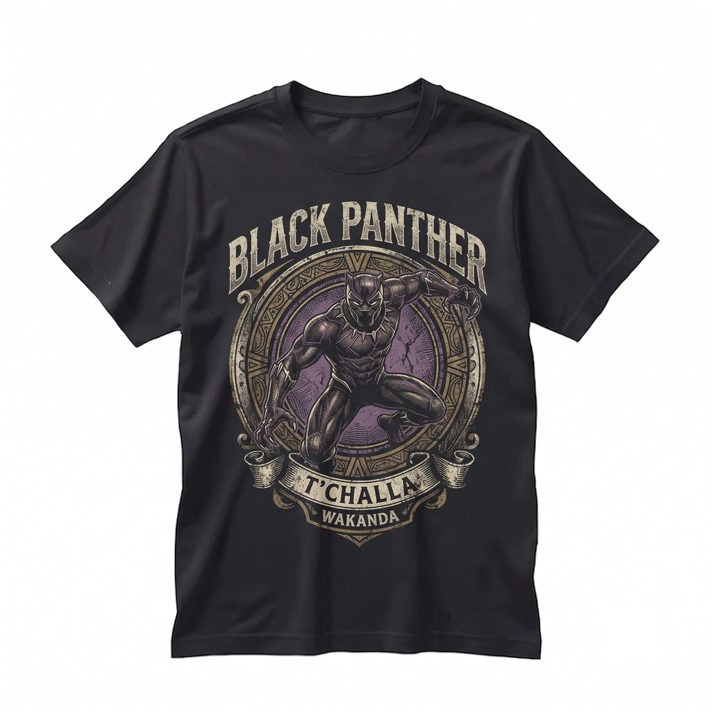 Oversized Wakanda Forever Graphic Tchalla Tribute Superhero Fan Gift Apparel Black Unisex TShirt