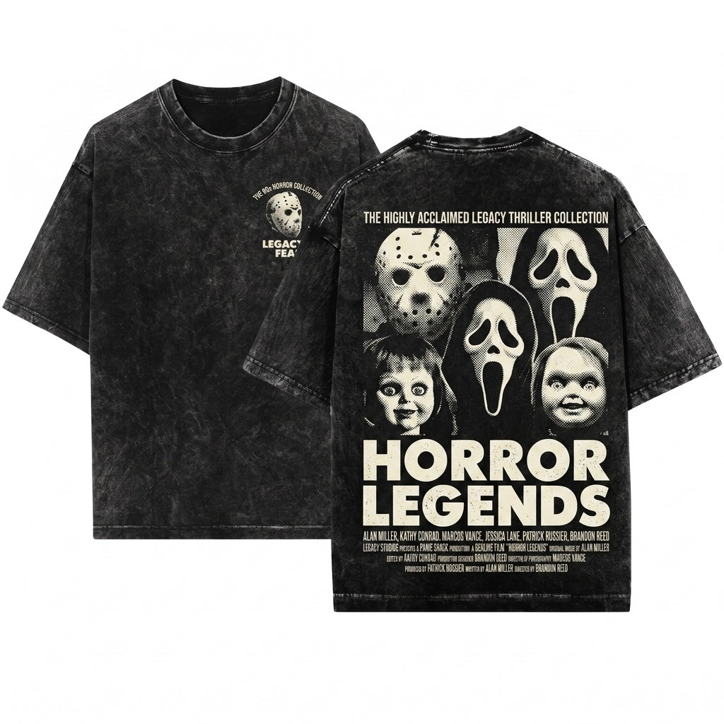 Spooky Season Halloween Horror Slasher Film Graphic Unisex Wash T-Shirt