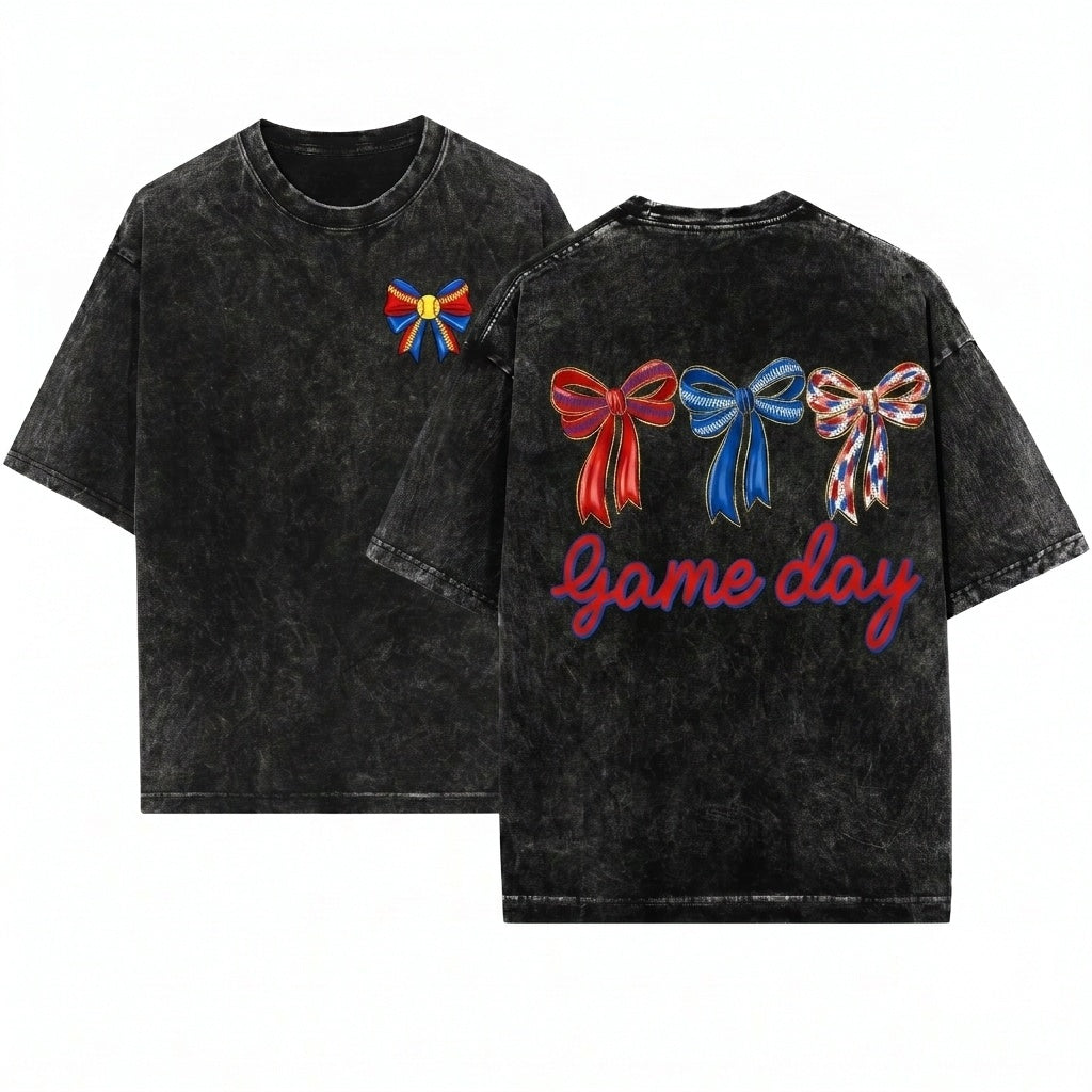 Coquette Game Day Brushstroke Sport Bow Girly Team Spirit Football Baseball Softball Volleyball Soccer Sublimation PNG Design