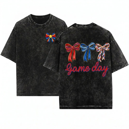 Coquette Game Day Brushstroke Sport Bow Girly Team Spirit Football Baseball Softball Volleyball Soccer Sublimation PNG Design