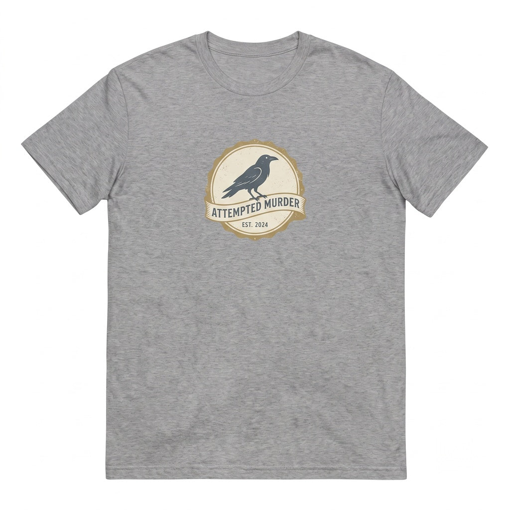 Funny Attempted Murder Crow Raven Pun Dark Humor Birdwatcher Novelty Graphic Unisex TShirt