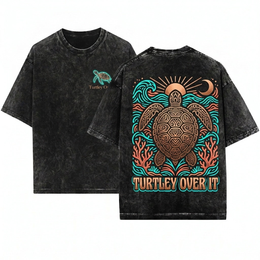 Minimal Cute Funny Sea Turtle Ocean Animal Coastal Aesthetic Beach Lover Unisex Wash T-Shirt